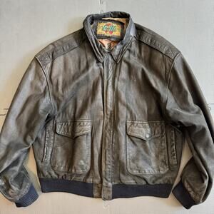Vintage G-III 90s Global Identity Leather Bomber Jacket Men's XL Brown